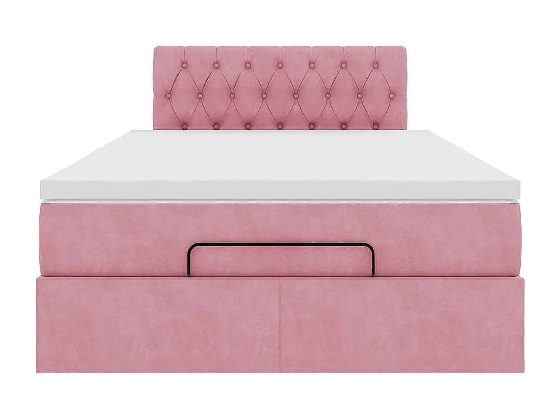 Lit ottoman avec matelas rose 120x190 cm velours
