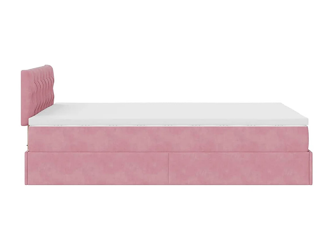 Lit ottoman avec matelas rose 120x190 cm velours