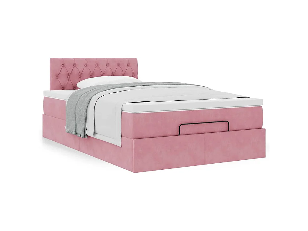 Ottoman-Bett mit Matratze Rosa 120x190 cm Samt