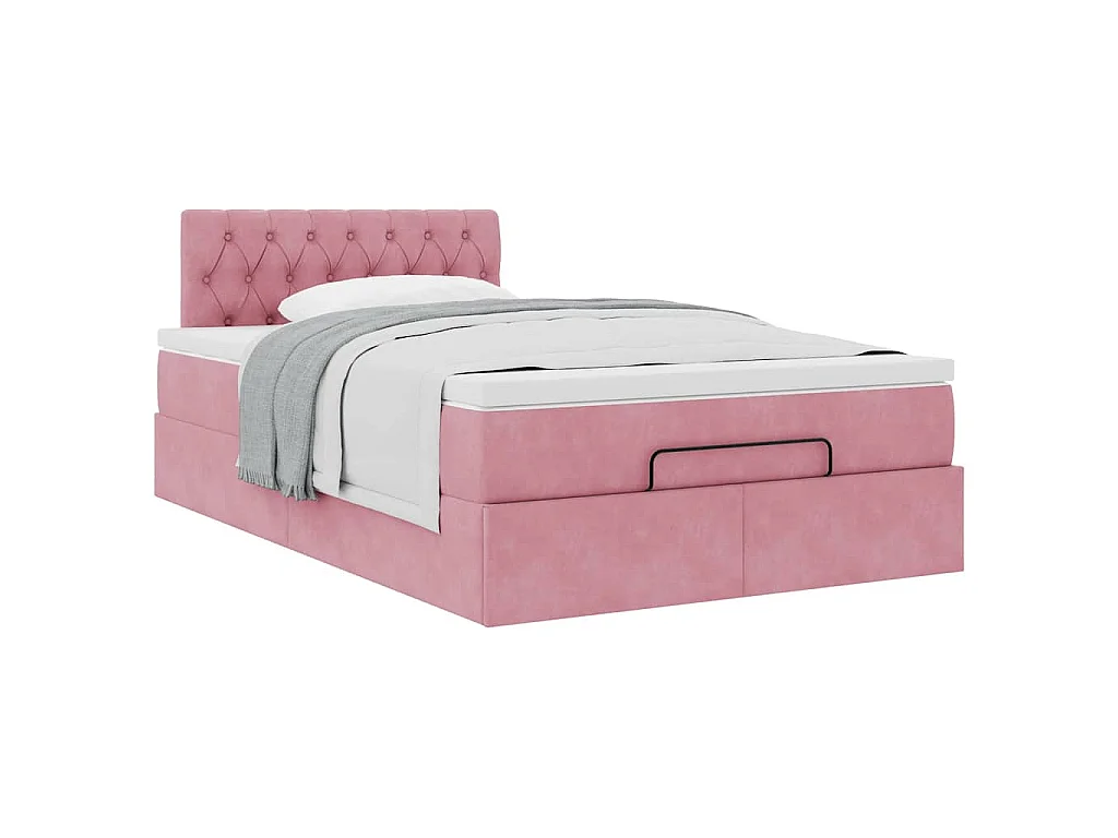 Ottoman-Bett mit Matratze Rosa 120x190 cm Samt