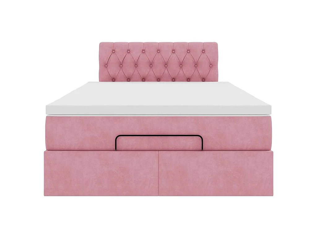 Ottoman-Bett mit Matratze Rosa 120x190 cm Samt