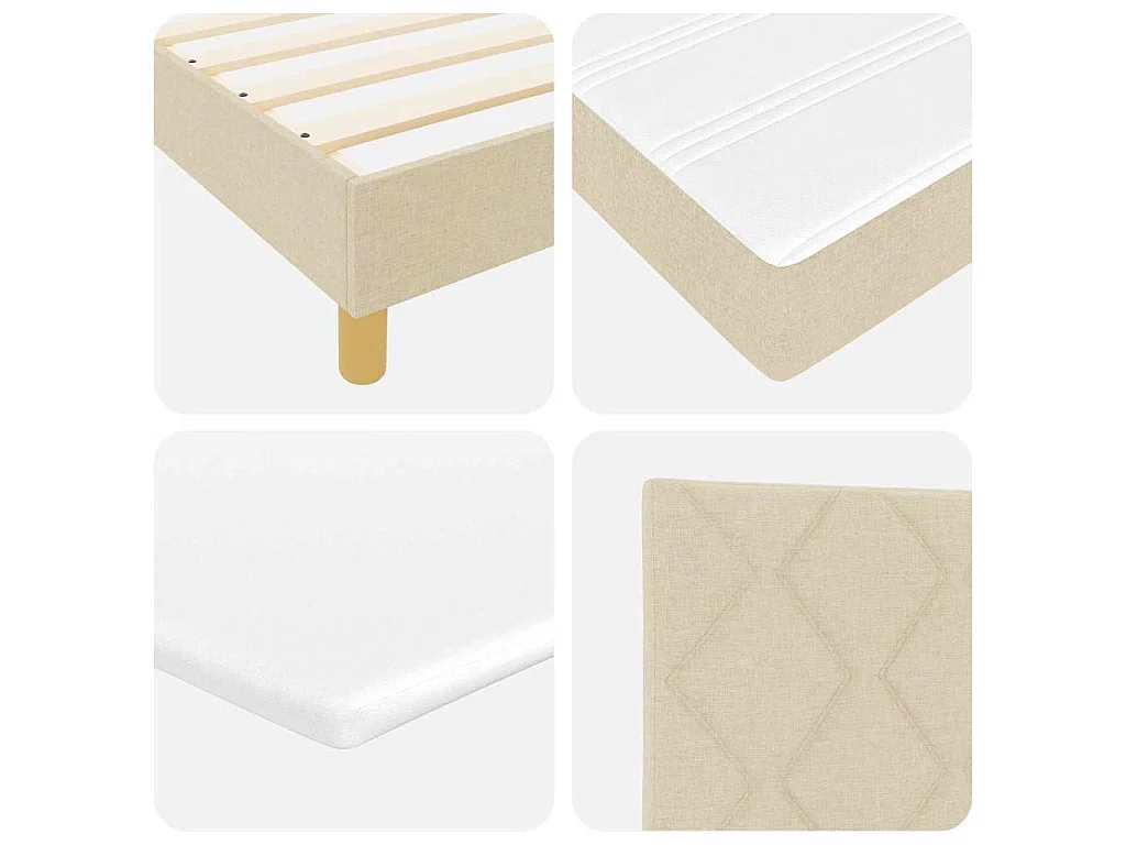 Letto a molle con cuscino Crema 100 x 200 cm Tessuto