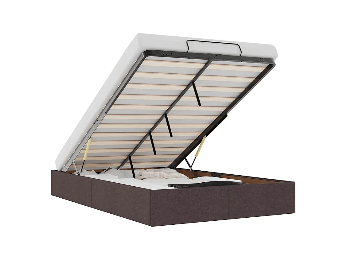 Cadre de lit ottoman sans matelas marron foncé 120x190 cm tissu