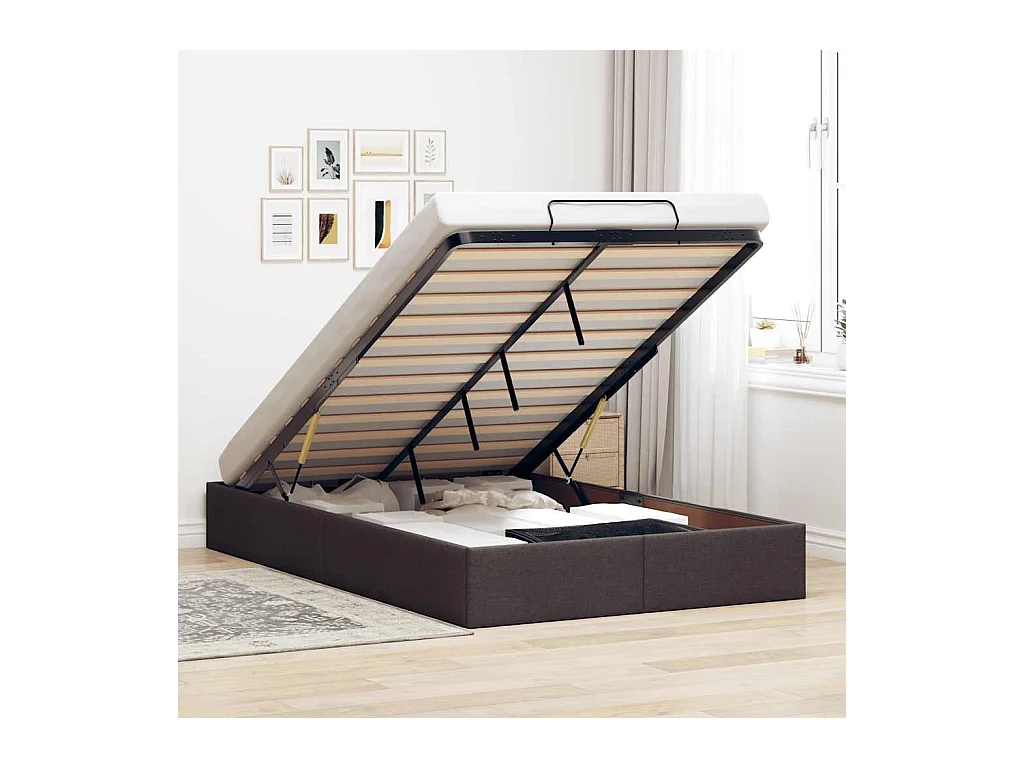 Ottoman-Bett ohne Matratze Dunkelbraun 120x190 cm Stoff