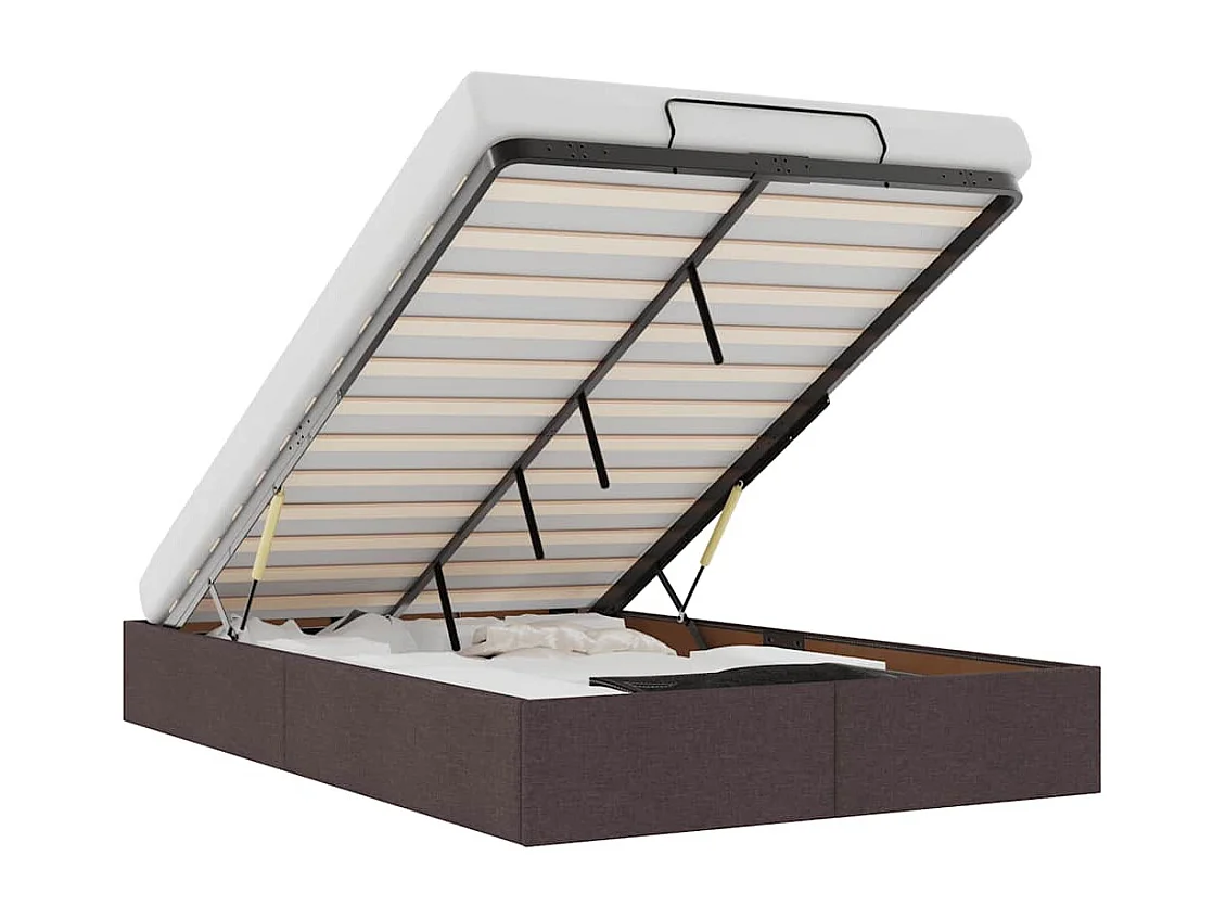 Cadre de lit ottoman sans matelas marron foncé 120x190 cm tissu
