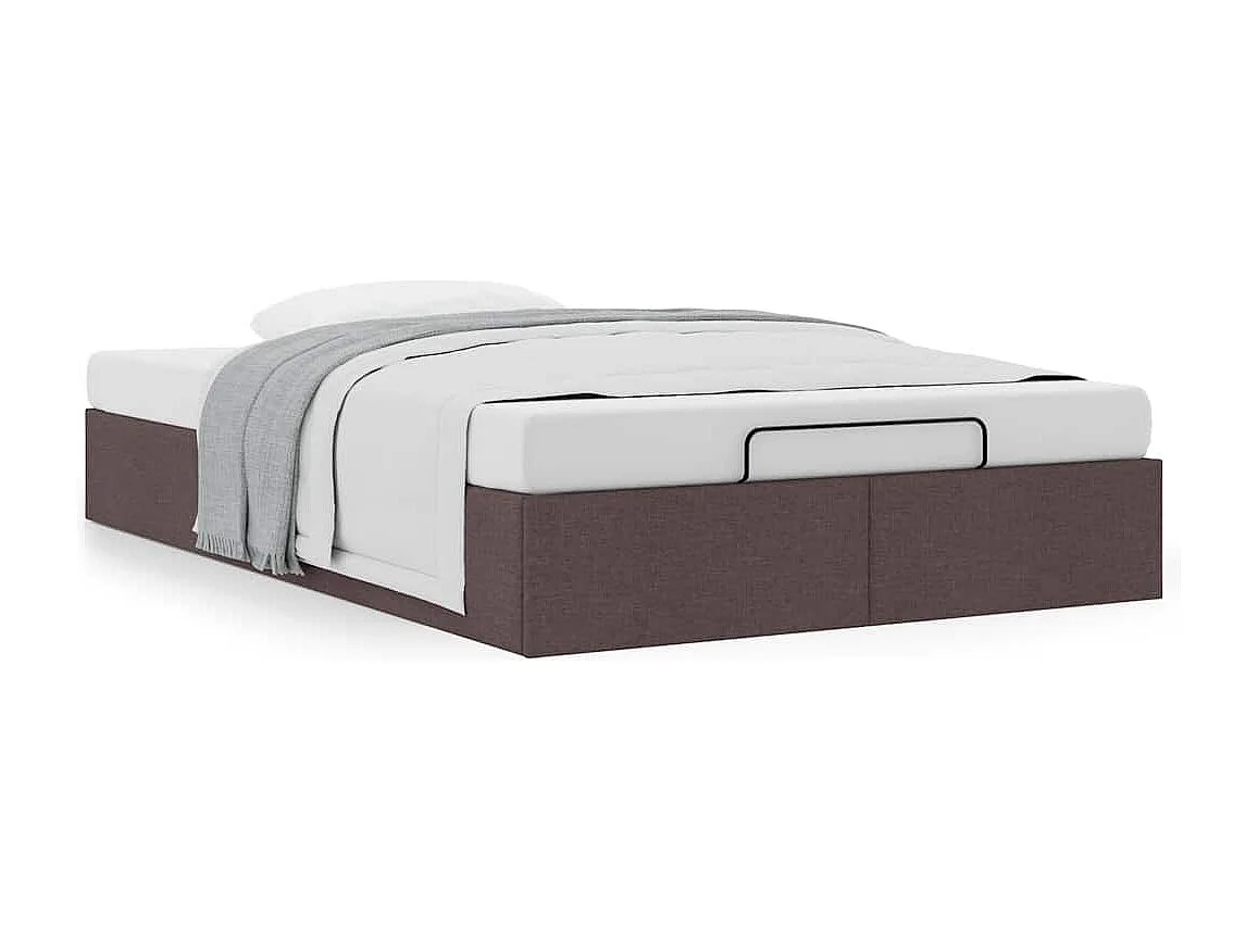 Cadre de lit ottoman sans matelas marron foncé 120x190 cm tissu