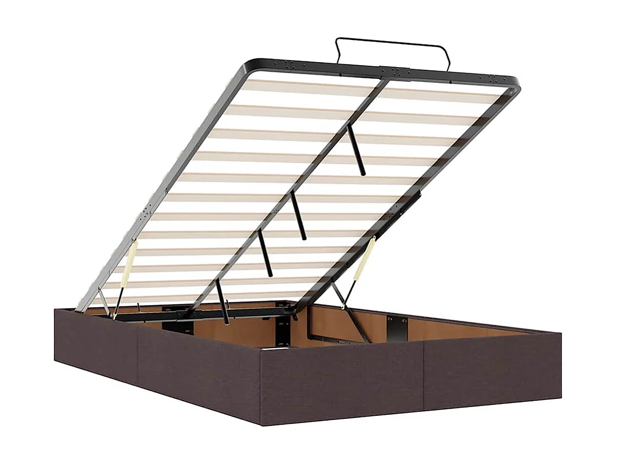 Cadre de lit ottoman sans matelas marron foncé 120x190 cm tissu