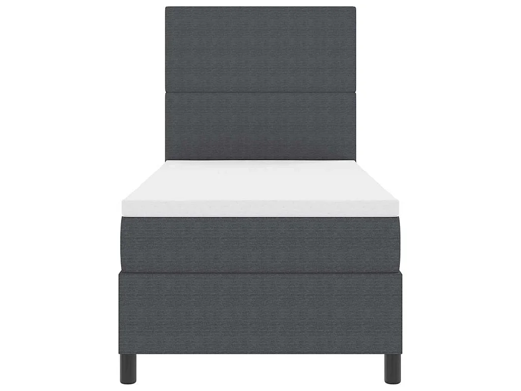 Boxspringbett Dunkelgrau und Weiß 100 x 200 cm Cordstoff