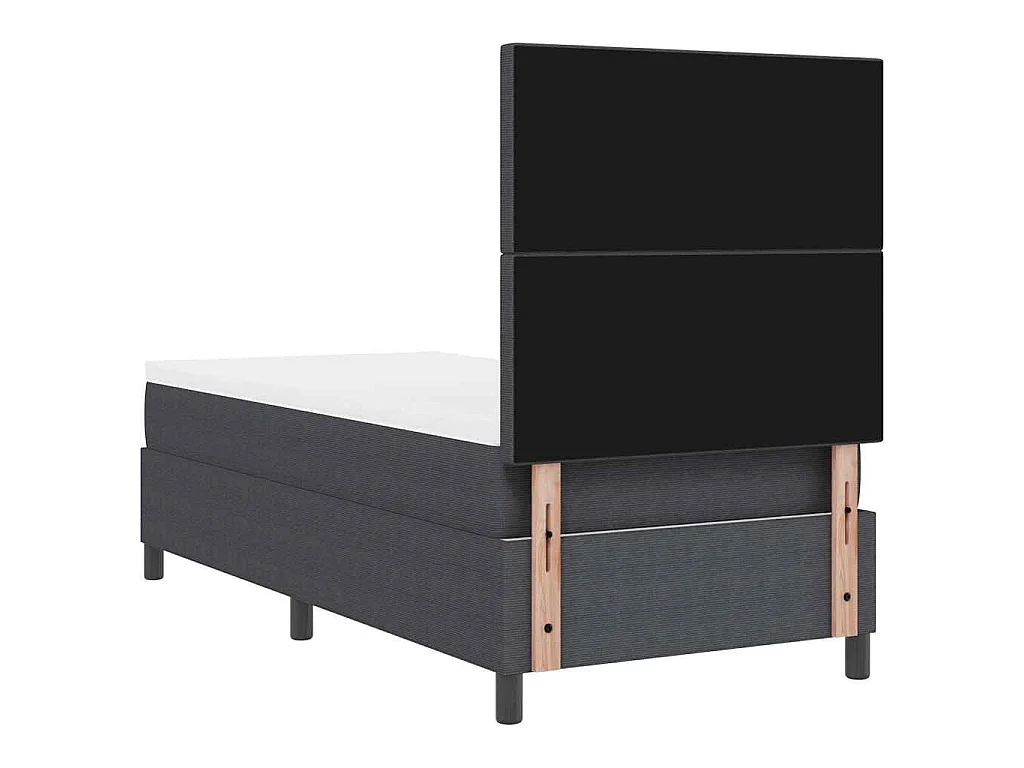 Boxspringbett Dunkelgrau und Weiß 100 x 200 cm Cordstoff