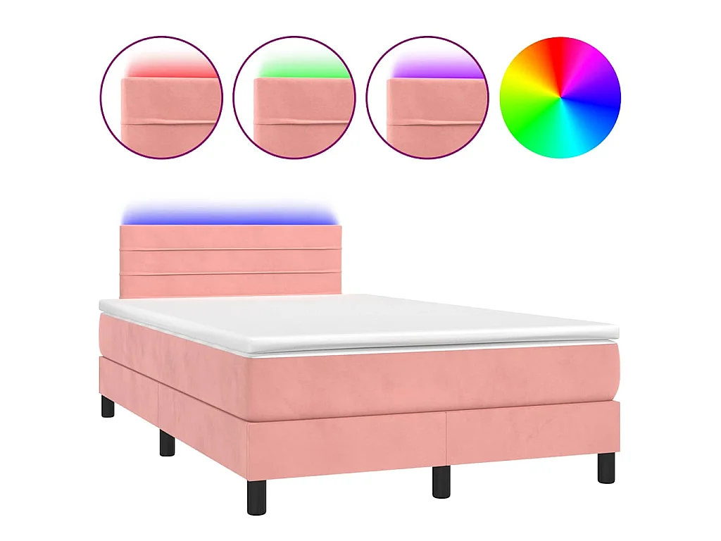 Boxspring met matras en LED fluweel roze 120x190 cm