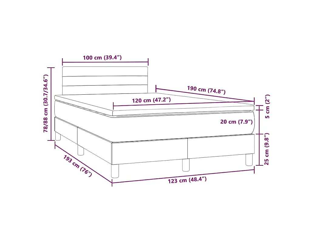 Boxspring met matras en LED fluweel roze 120x190 cm