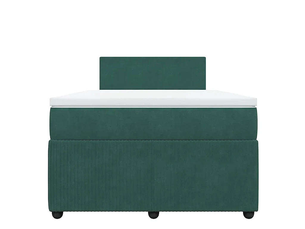 Cama boxspring com colchão 120x200 cm veludo verde-escuro