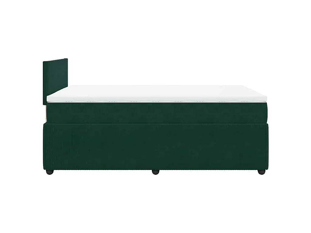 Cama boxspring com colchão 120x200 cm veludo verde-escuro