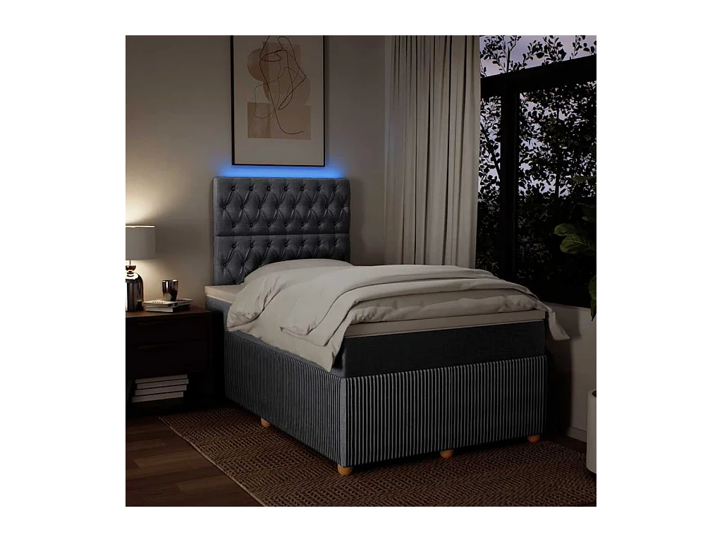 Sommier à lattes de lit et matelas gris clair 120x190 cm tissu