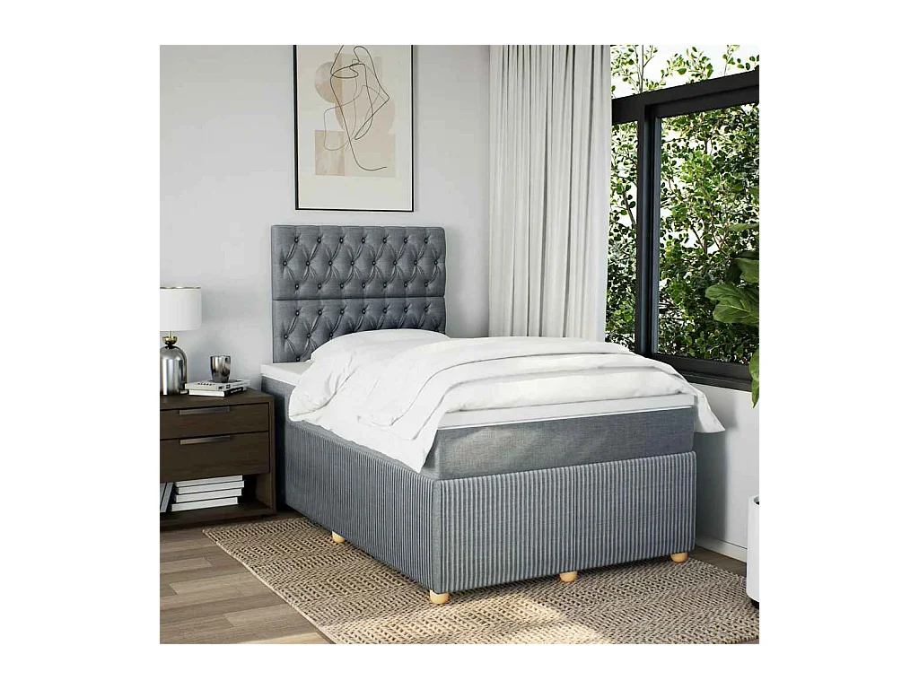 Boxspringbett mit Matratze Hellgrau 120x190 cm Stoff