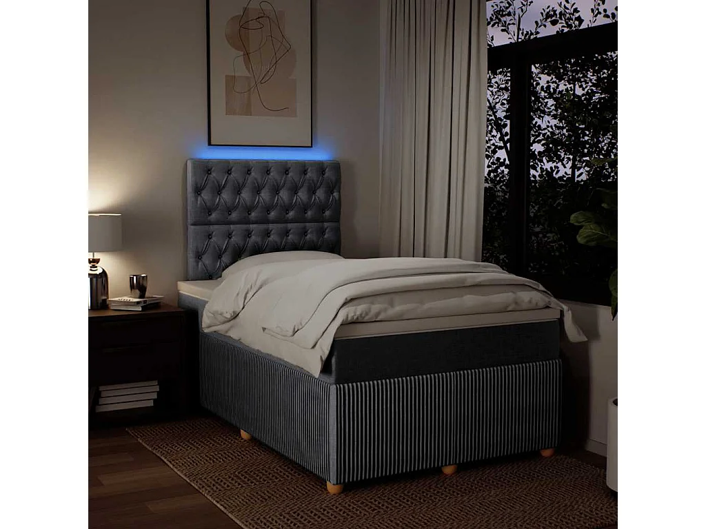 Sommier à lattes de lit et matelas gris clair 120x190 cm tissu