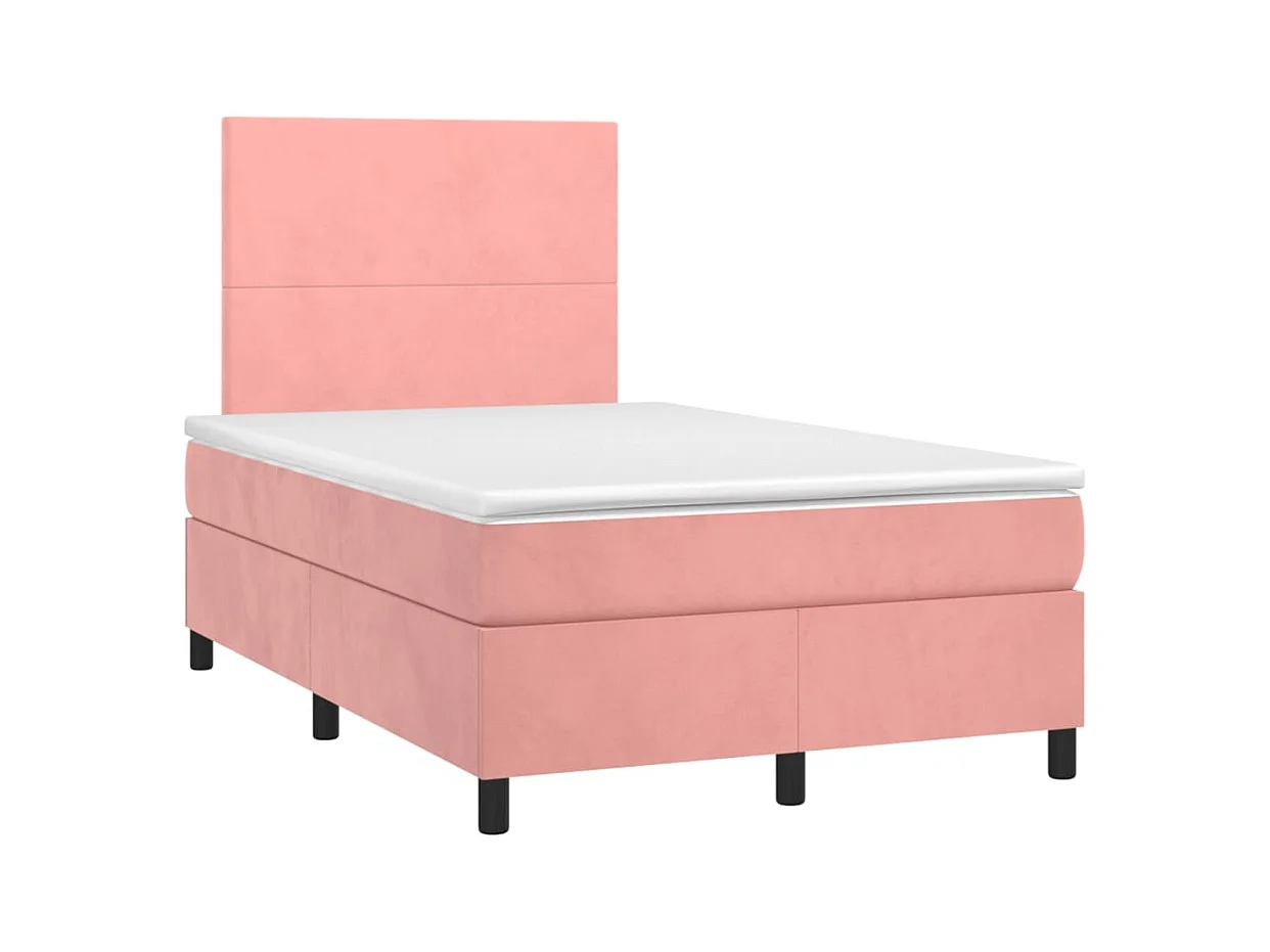 Sommier à lattes de lit avec matelas rose 120x190 cm velours