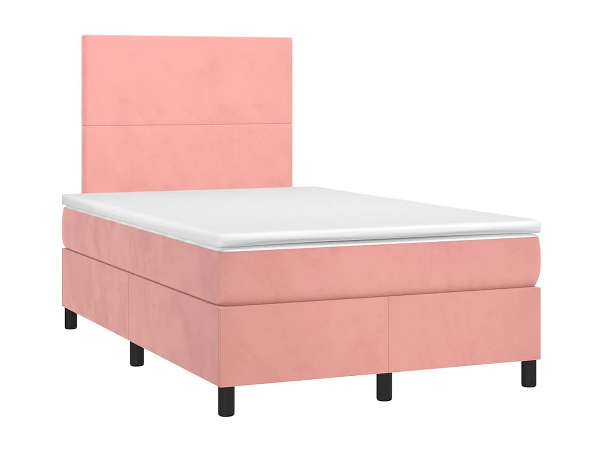 Sommier à lattes de lit avec matelas rose 120x190 cm velours