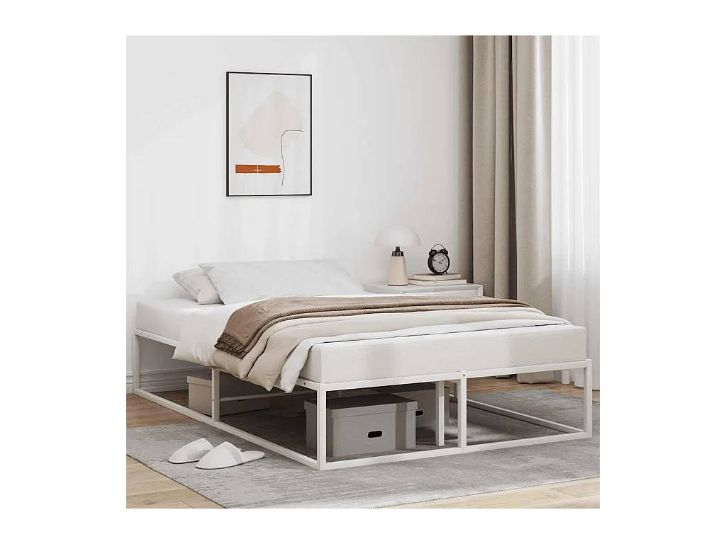 Estructura de cama sin colchón de metal blanco 120x200 cm