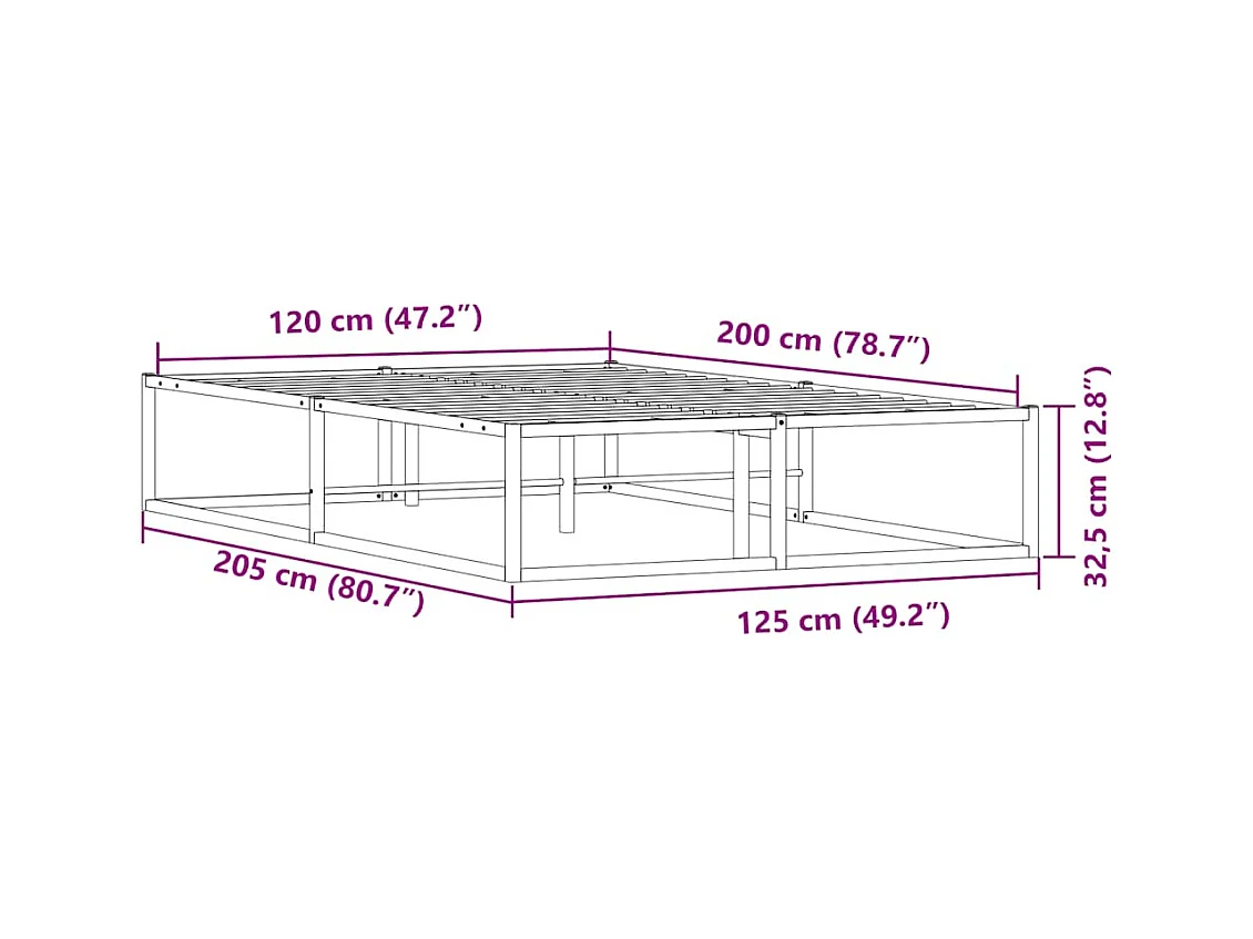 Estructura de cama sin colchón de metal blanco 120x200 cm