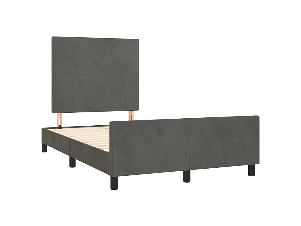 Cadre de lit sans matelas gris foncé 120x200 cm velours