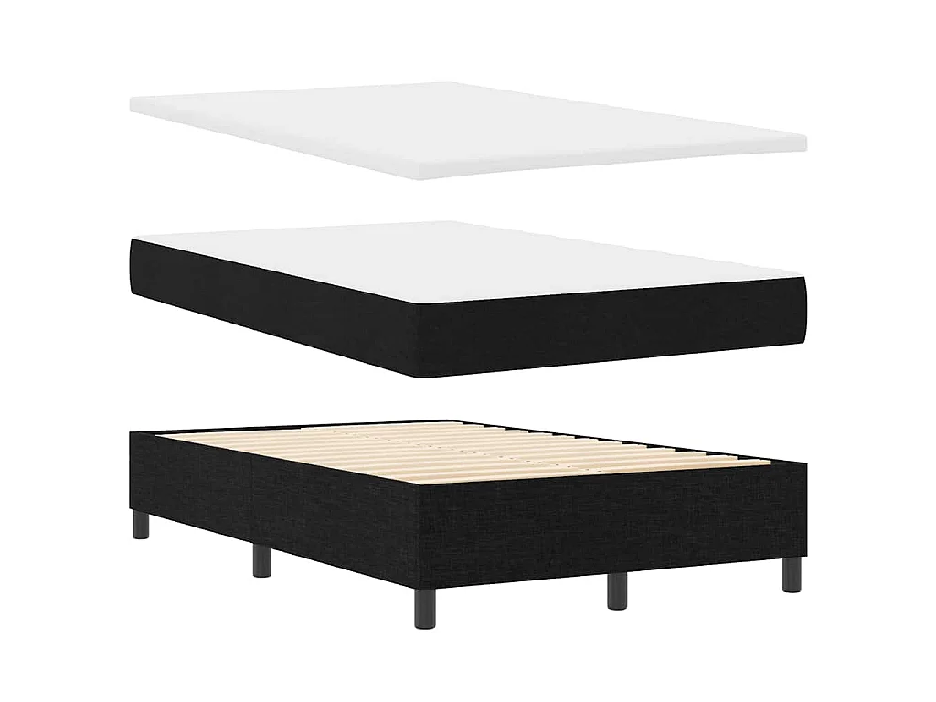 Letto a molle con strisce LED Nero 120 x 190 cm Tessuto
