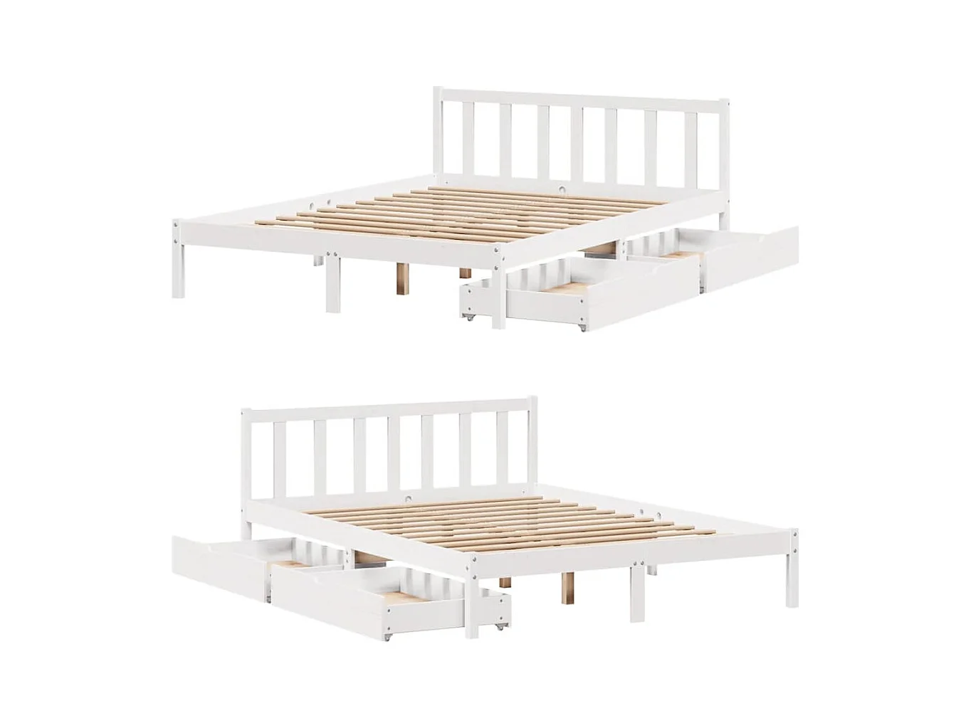 Cadre de lit sans matelas blanc 120x200 cm bois de pin massif