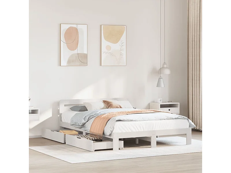 Bedframe zonder matras massief grenenhout wit 120x190 cm