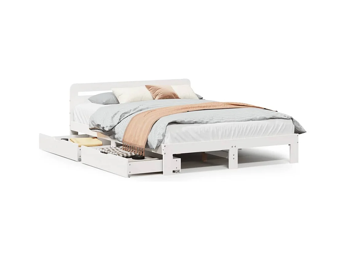 Cadre de lit sans matelas blanc 120x190 cm bois de pin massif