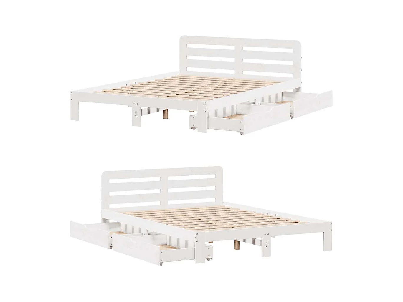 Cadre de lit sans matelas blanc 120x190 cm bois de pin massif