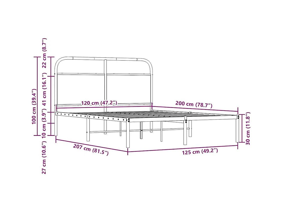 Bettgestell ohne Matratze 120x200 cm Sonoma-Eiche Holzwerkstoff