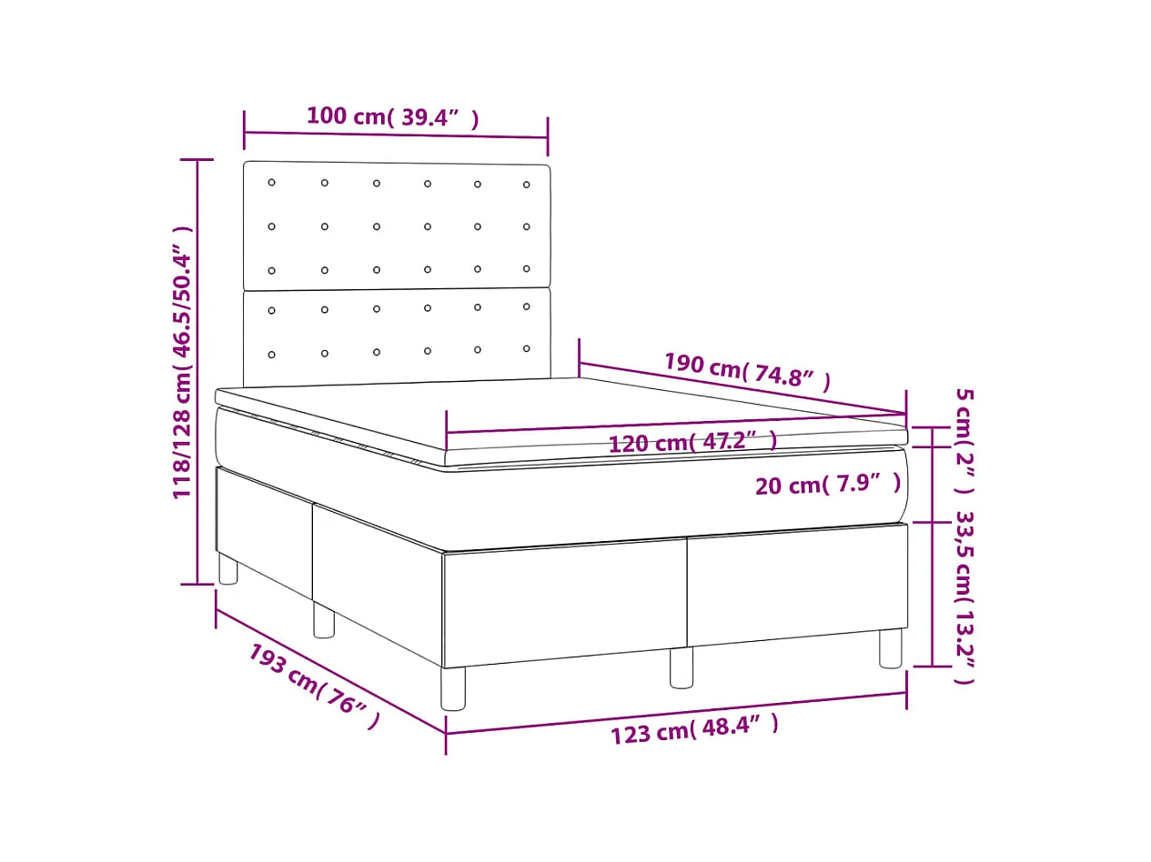 Sommier à lattes de lit avec matelas taupe 120x190 cm tissu