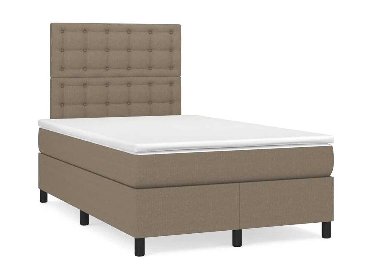 Cama boxspring c/ colchão 120x190cm tecido castanho-acinzentado