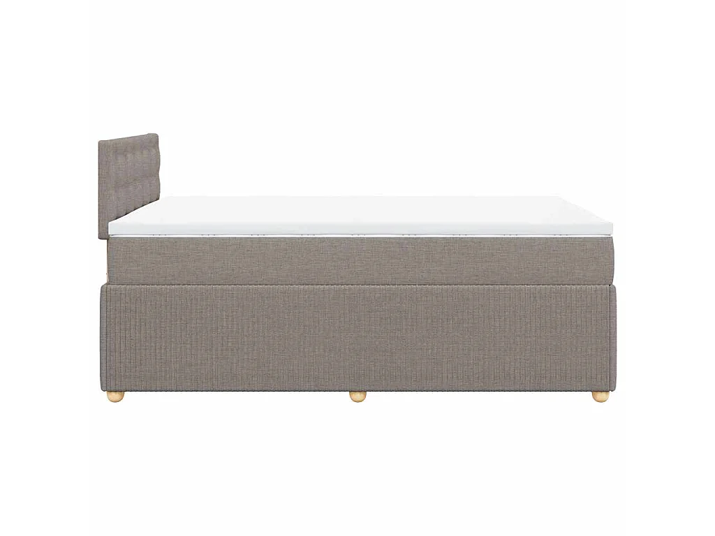Cama box spring con colchón tela gris taupe 120x190 cm