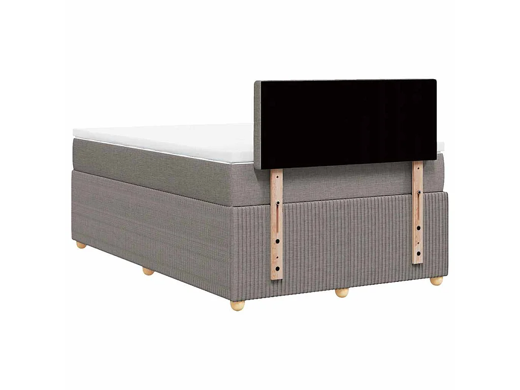 Cama box spring con colchón tela gris taupe 120x190 cm