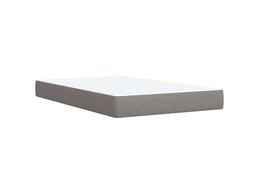 Cama box spring con colchón tela gris taupe 120x190 cm