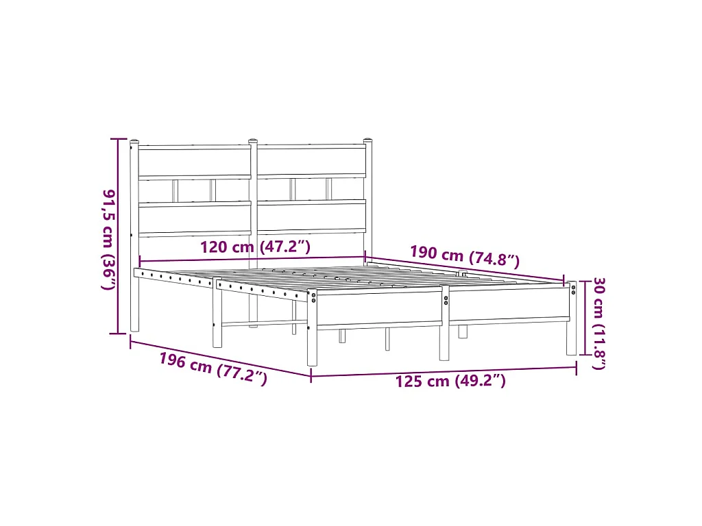 Bedframe zonder matras bewerkt hout bruin eikenkleur 120x190 cm