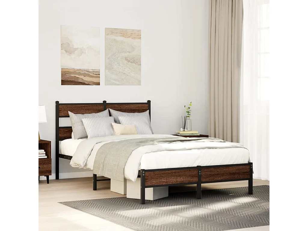 Bedframe zonder matras bewerkt hout bruin eikenkleur 120x190 cm