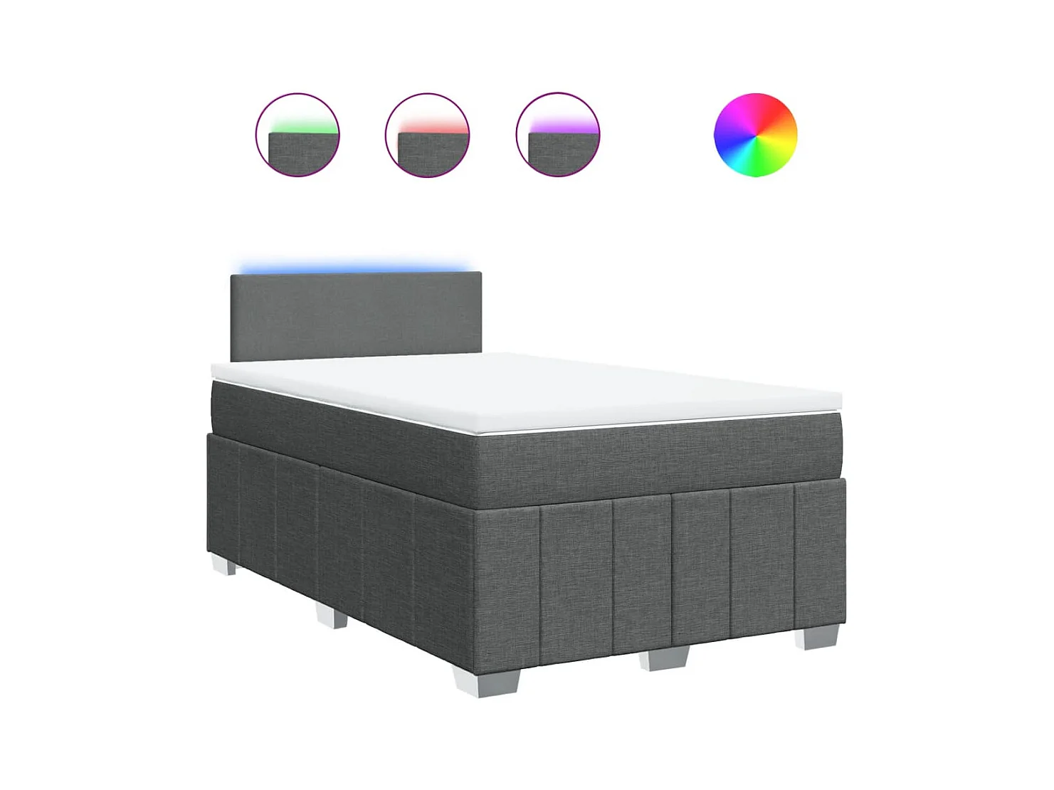 Sommier à lattes de lit avec matelas gris foncé 120x190cm tissu