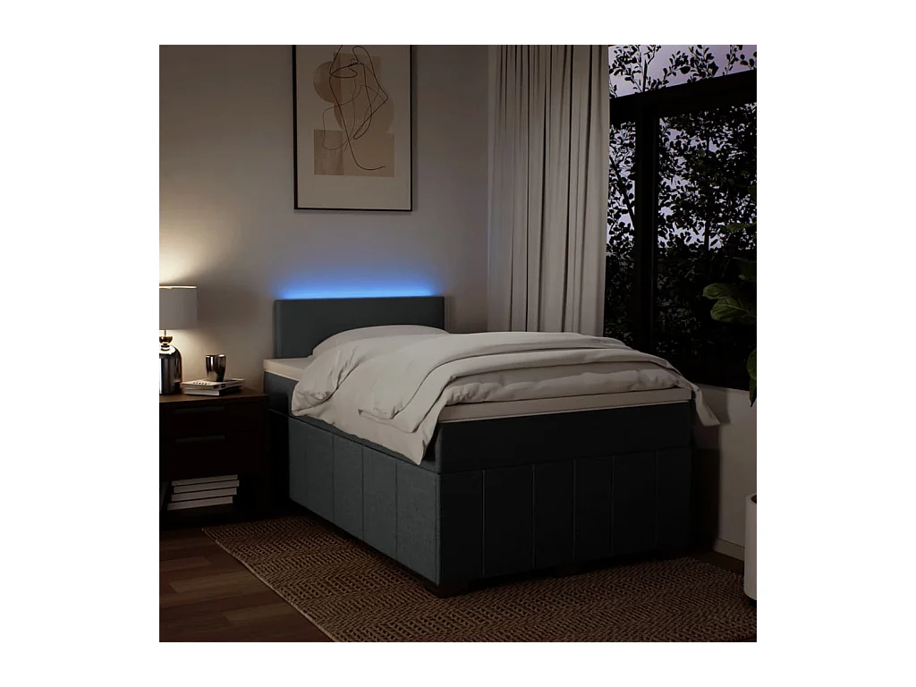 Sommier à lattes de lit avec matelas gris foncé 120x190cm tissu