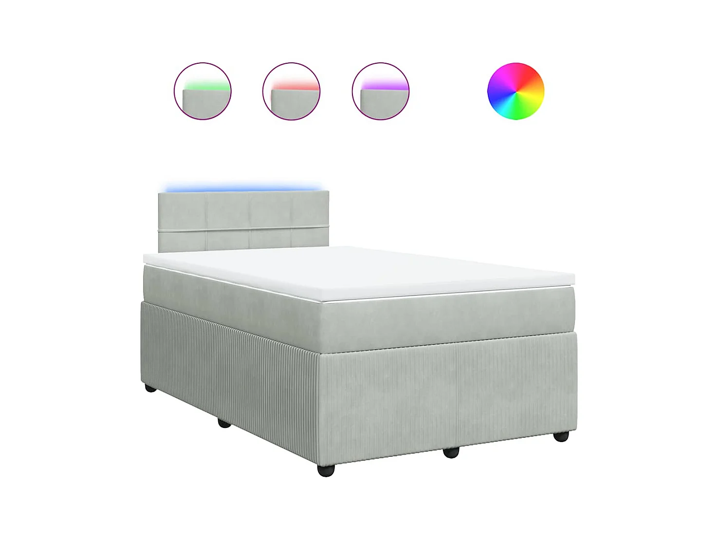 Sommier à lattes de lit et matelas gris clair 120x190cm velours