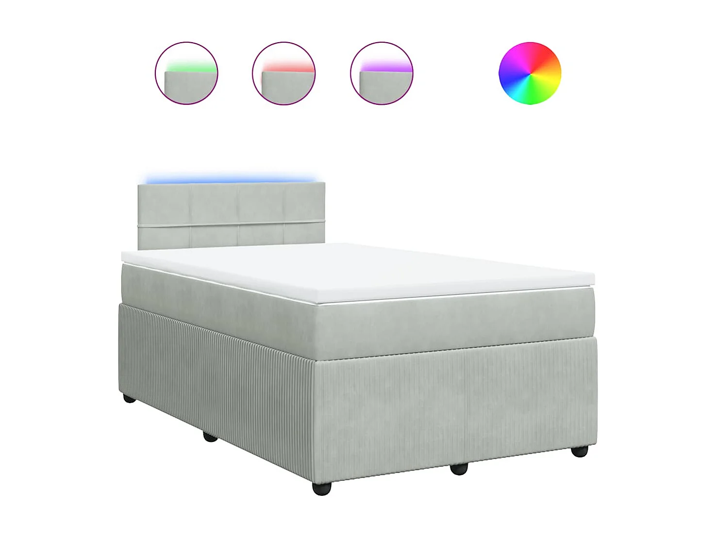 Sommier à lattes de lit et matelas gris clair 120x190cm velours