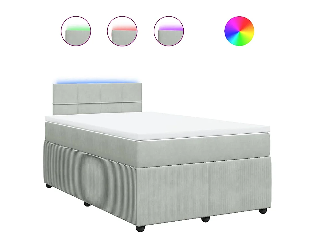 Boxspringbett mit Matratze Hellgrau 120x190 cm Samt