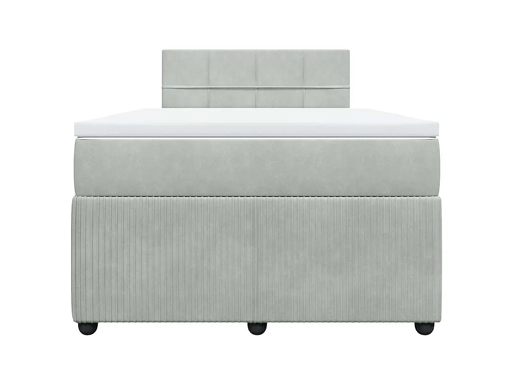 Boxspringbett mit Matratze Hellgrau 120x190 cm Samt