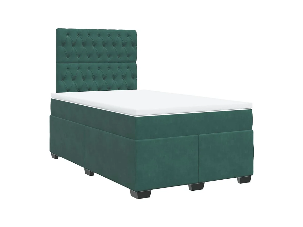 Giroletto a Molle con Materasso Verde Scuro 120x200 cm Velluto