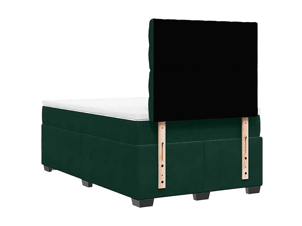 Cama boxspring com colchão 120x200 cm veludo verde-escuro