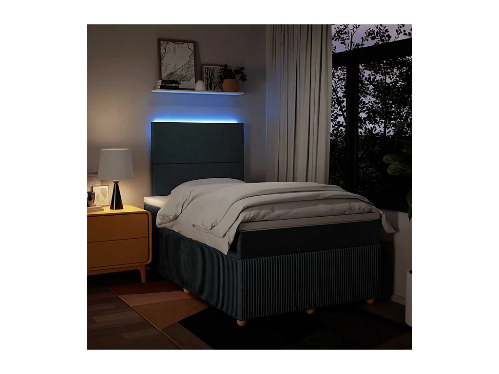 Sommier à lattes de lit avec matelas Bleu 120x200 cm Tissu