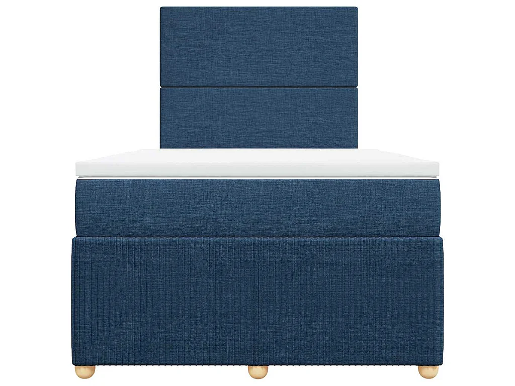 Cama box spring con colchón tela azul 120x200 cm