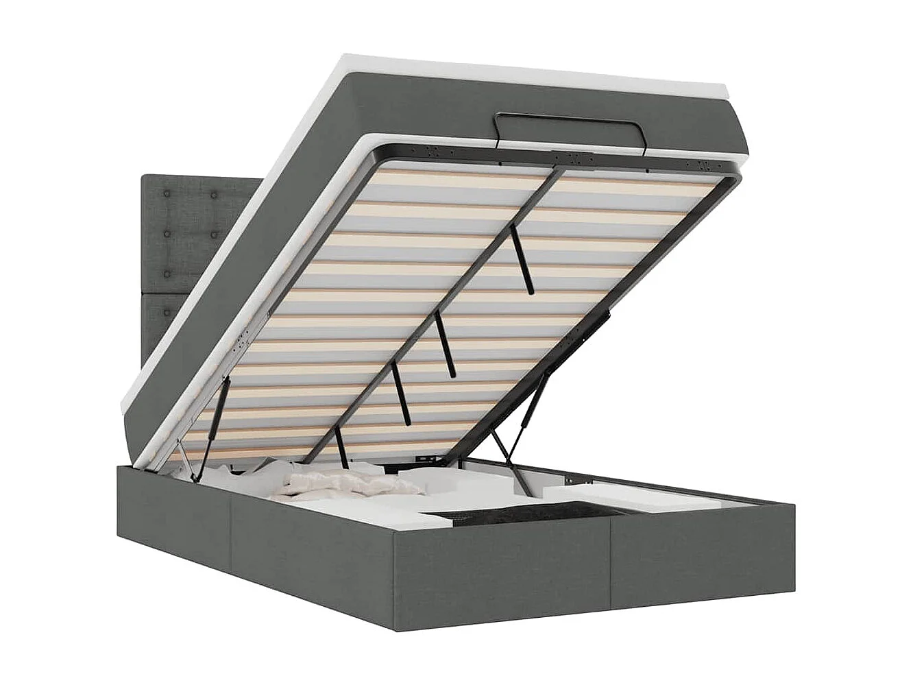 Ottoman bed met matras en LED's 120x190 cm stof donkergrijs