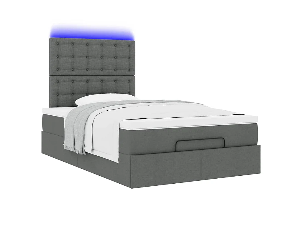 Ottoman bed met matras en LED's 120x190 cm stof donkergrijs